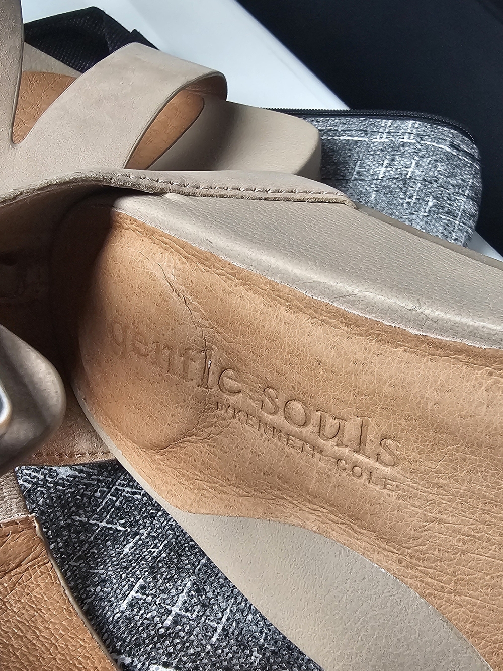 Women's Sandals with Crisscross Ankle-Strap in Taupe by Gentle Souls - Picture 5 of 9